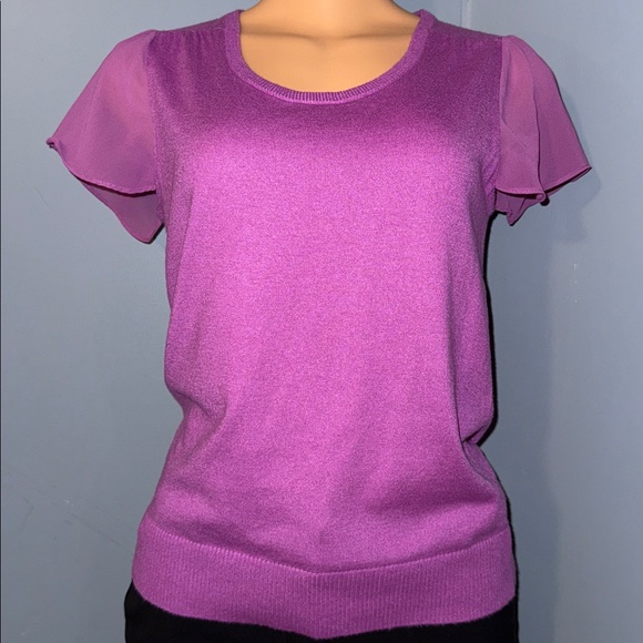 Ann Taylor Tops - Purple dress too with sheer short sleeves